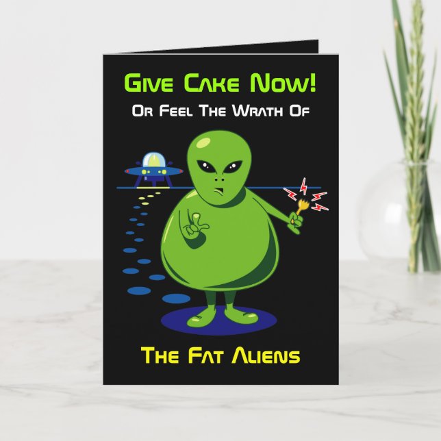 Carte Fat Alien Invasion Birthday Card (Devant)