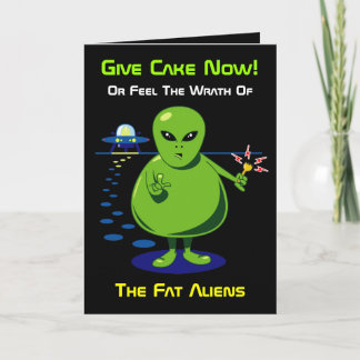 Carte Fat Alien Invasion Birthday Card