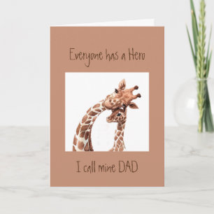 Carte Father's Day Custom Dad my Hero Giraffe Animal Fun