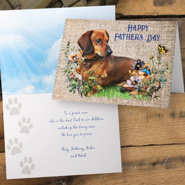 Carte Fathers Day Dachshund Custom Message (Créateur téléchargé)