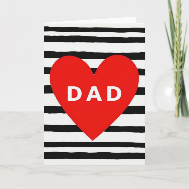 Carte Fathers Day Dad Striped Heart Card (Devant)