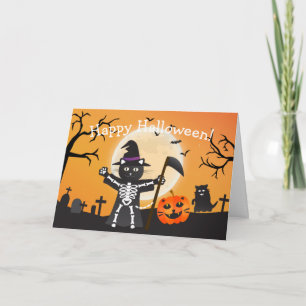 Carte Faucheuse Halloween Cat Grim