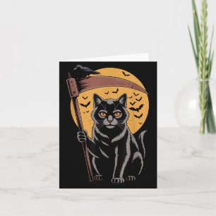 Carte Faucheuse Mort Chat Noir Halloween Maman Femmes