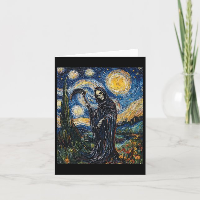 Carte Faucheuse squelette - Style Van Gogh - Nuit étoilé (Devant)