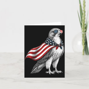 Carte Faucon 4 juillet Drapeau américain Oiseau patrioti