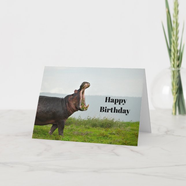 Carte Faune Hippopotamus Photo Anniversaire (Devant)