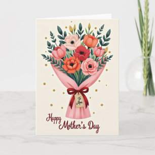 Carte Faux Bouquet De Fleurs En Or Cartonné