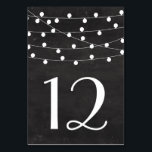 Carte Faux Chalkboard Chaîne Lumières Tableau Numé<br><div class="desc">Numéros de table rustiques avec des lumières à cordes blanches sur faux arrière - plan de tableau. Il s'agit d'une partie d'une suite mariage. Des éléments correspondants et d'autres couleurs sont disponibles.</div>