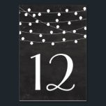 Carte Faux Chalkboard Chaîne Lumières Tableau Numé<br><div class="desc">Numéros de table rustiques avec des lumières à cordes blanches sur faux arrière - plan de tableau. Il s'agit d'une partie d'une suite mariage. Des éléments correspondants et d'autres couleurs sont disponibles.</div>