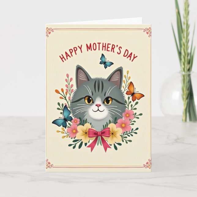 Carte Faux Foil Cat Mothers Day Card (Devant)