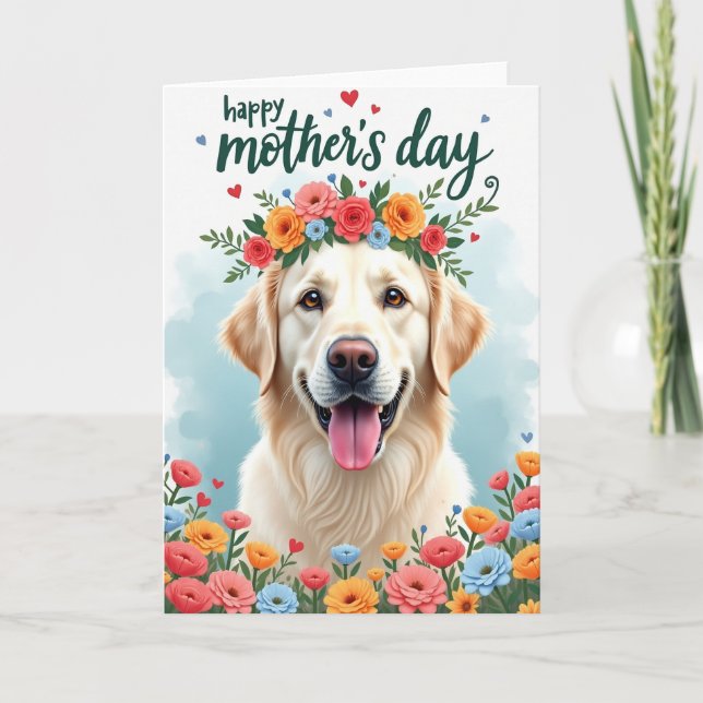 Carte Faux Foil Chien Doré Maman (Devant)