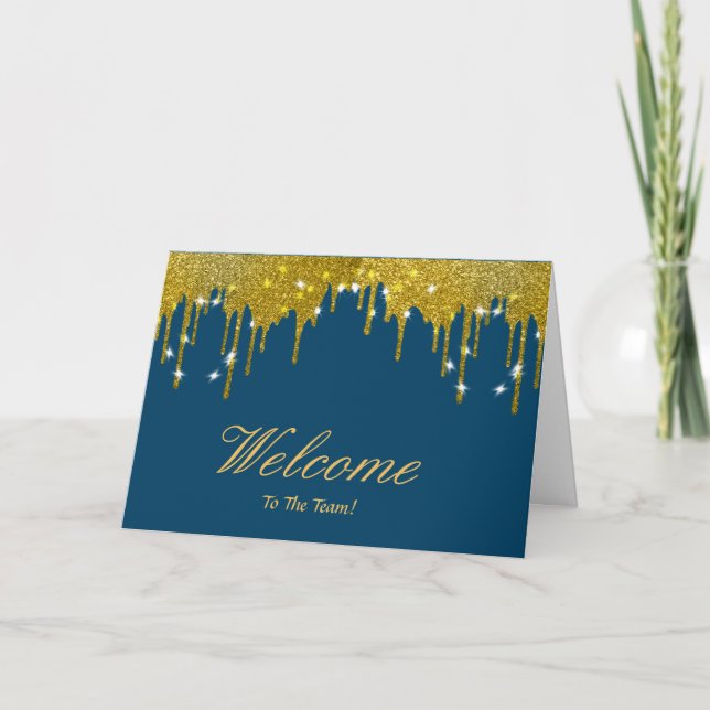 Carte Faux Gold Foil Confetti Élégantes Écluses Bienvenu (Devant)