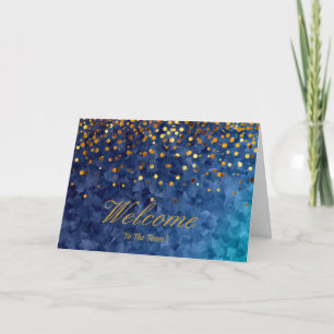 Carte Faux Gold Foil Confetti Élégantes Écluses Bienvenu