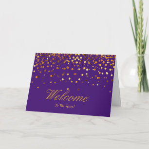 Carte Faux Gold Foil Confetti Élégantes Écluses Bienvenu