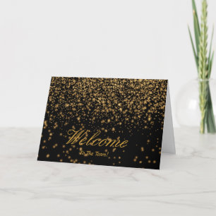 Carte Faux Gold Foil Confetti Élégantes étincelles Bienv