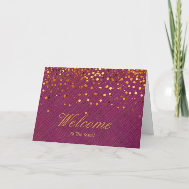 Carte Faux Gold Foil Confetti Élégantes étincelles Bienv (Devant)