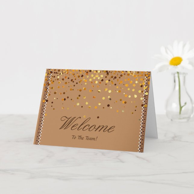 Carte Faux Gold Foil Confetti Élégantes étincelles Bienv (Petite plante)