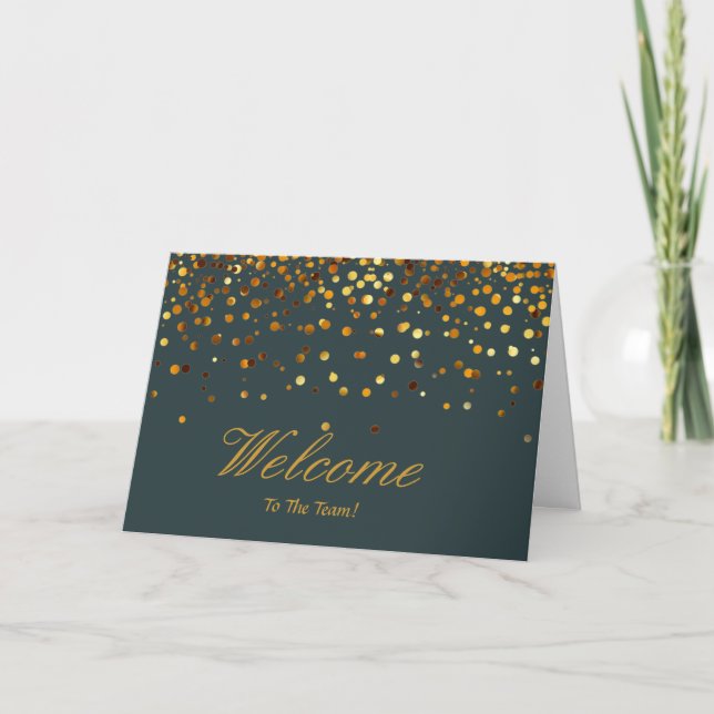 Carte Faux Gold Foil Confetti Élégantes étincelles Bienv (Devant)