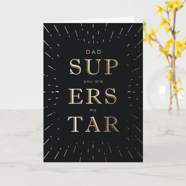 Carte Faux Gold Foil Papa Est Superstar Fête des pères C (Fleur jaune)