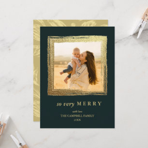 Carte Faux Gold Frame Vacances Noël Photo À feuillage pe