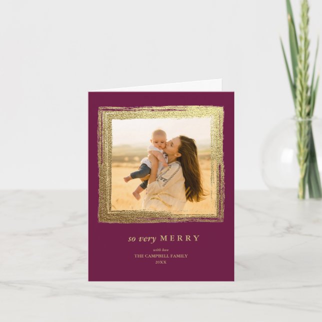 Carte Faux Gold Frame Vacances Noël Photo Bourgogne (Devant)