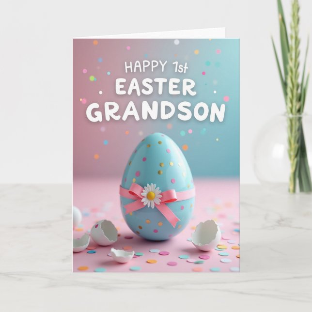 Carte Faux Gold Happy Easter Grandson Card (Devant)