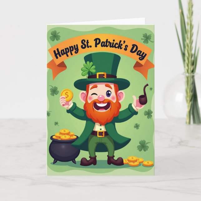 Carte Faux Gold Leprechaun St Patricks Card (Devant)