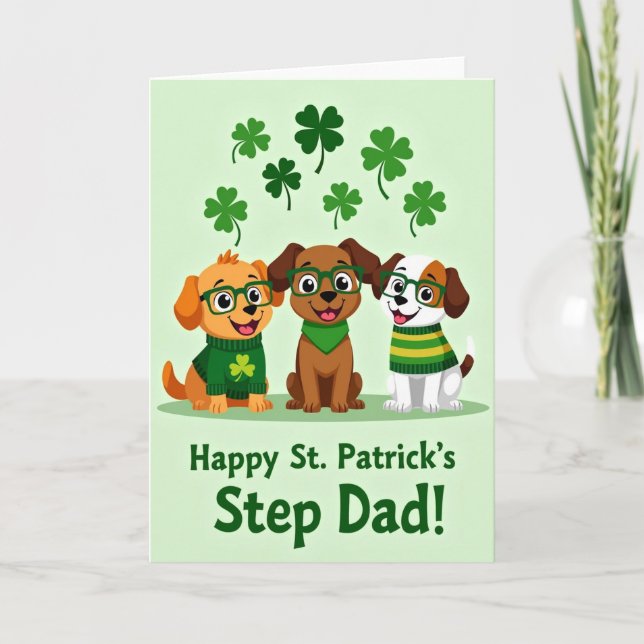 Carte Faux Gold Patrick Day Pups (Devant)