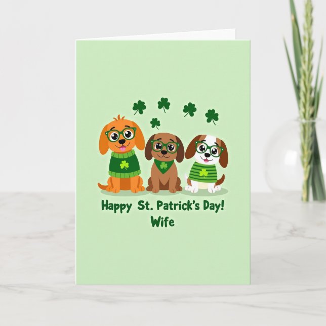 Carte Faux Gold St Patricks Puppies (Devant)
