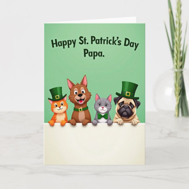 Carte Faux Or Amis Animaux de Fête (Devant)