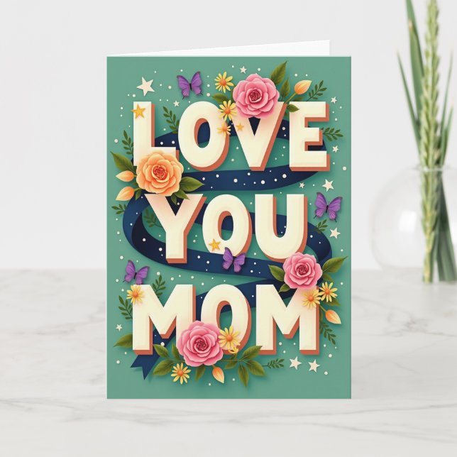 Carte Faux Or Amour Toi Maman (Devant)