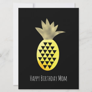 Carte Faux Or Simple Joyeux Anniversaire Ananas