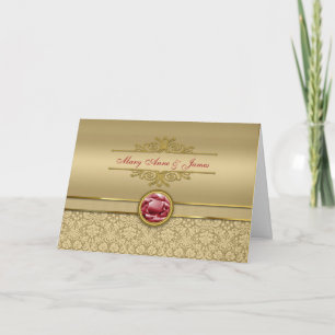 Carte Faux Rubis Rouge Foncé Pierres Précieuses Doré Mét