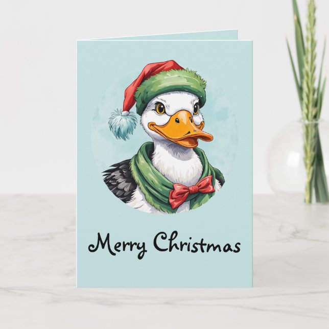 Carte Favoris de Noël animal amusant - Canard 2 (Devant)