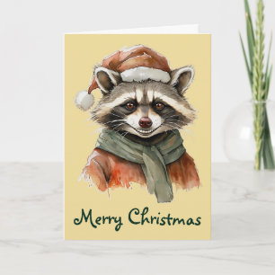 Carte Favoris de Noël animal amusant - Raccoon 1