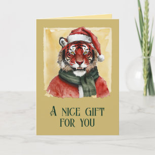 Carte Favoris de Noël animal amusant - Tigre 1