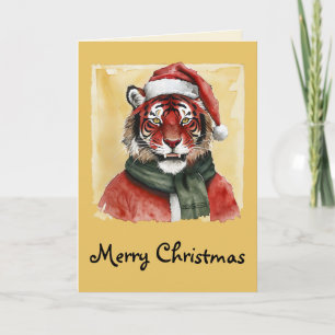 Carte Favoris de Noël animal amusant - Tigre 1