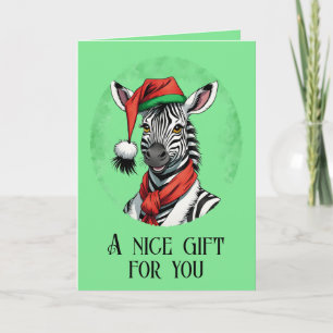 Carte Favoris de Noël animal amusant - Zebra 1