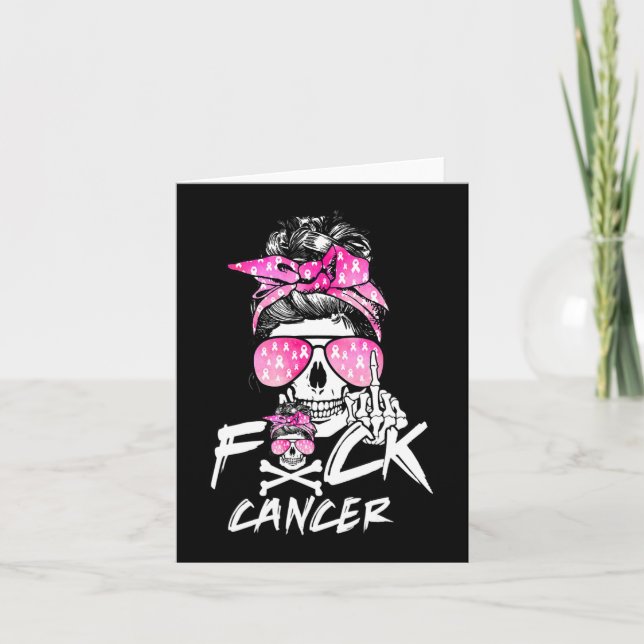 Carte Fck Cancer du sein femmes guerrière rose Ruban Mes (Devant)