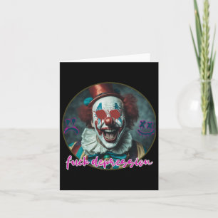 Carte Fck Depression - Clown - Sticker en santé mentale
