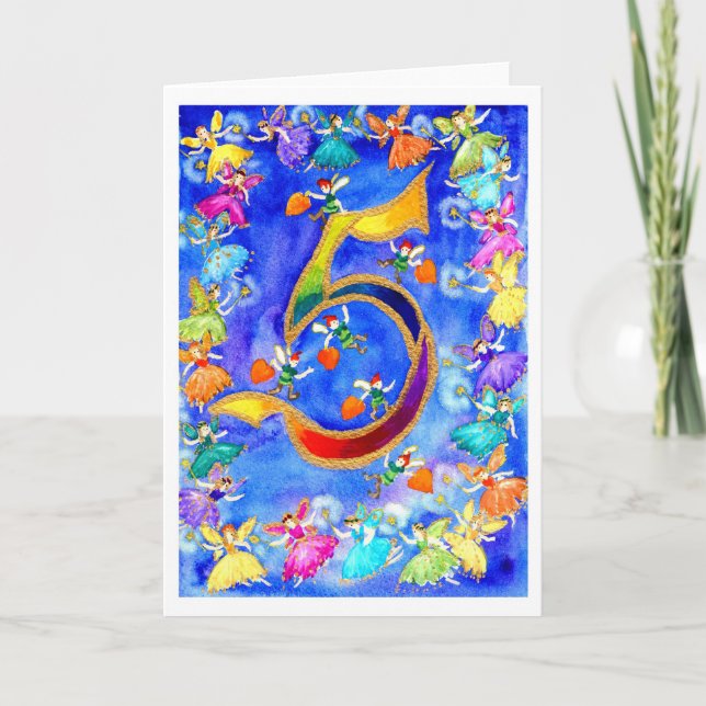 Carte Fée Arc-en-ciel Joyeux Cinquième Anniversaire (Devant)