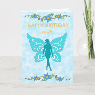 Carte Fée Bleue Joyeux Anniversaire