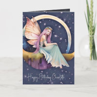 Fée d'anniversaire en aquarelle violette de conte