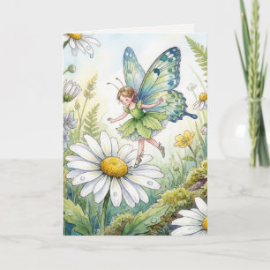 Carte Fée d'anniversaire Papillon Dans un jardin de pâqu