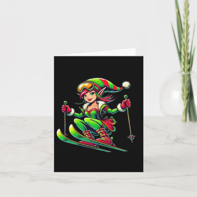 Carte Fée de Noël - Ski de snowboard de Noël (Devant)