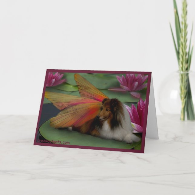 Carte Fée de Sheltie sur une protection de lis. psd de (Devant)