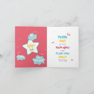 Carte Fée des dents Sparkly Magnifique Drôle Adorable Pu