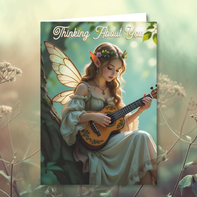 Carte Fée Elfe avec Ukulele | Pensant à Toi (Créateur téléchargé)