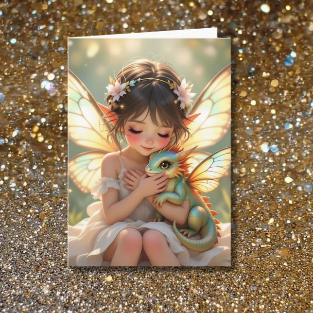 Carte Fée et anniversaire de fille éthérée Dragon (Créateur téléchargé)
