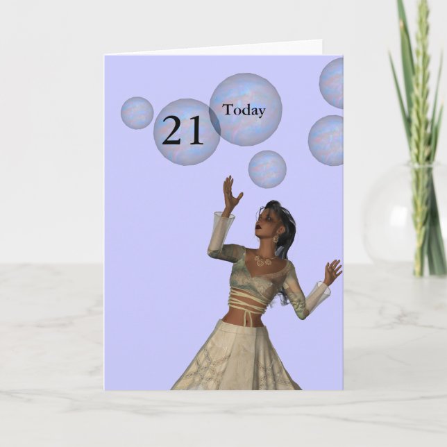 Carte Fée et bulles pour 21 ans (Devant)